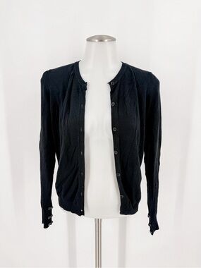 Mango Black Knit Button-Up Cardigan